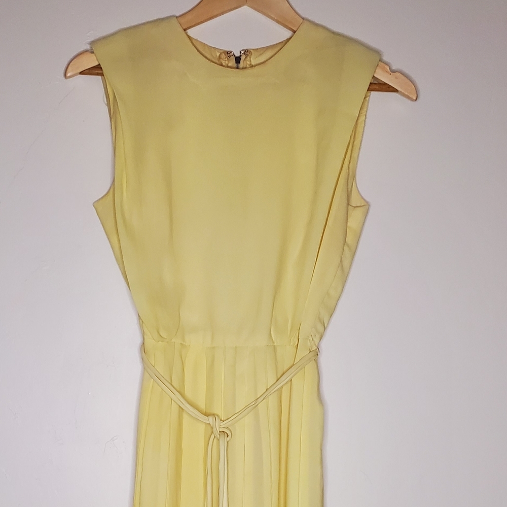 Dandelion Breeze Pastel Yellow Sleeveless Pleated Vintage 60s Dress - Picture 5 of 16